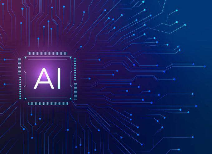 AI technology microchip background digital transformation concept